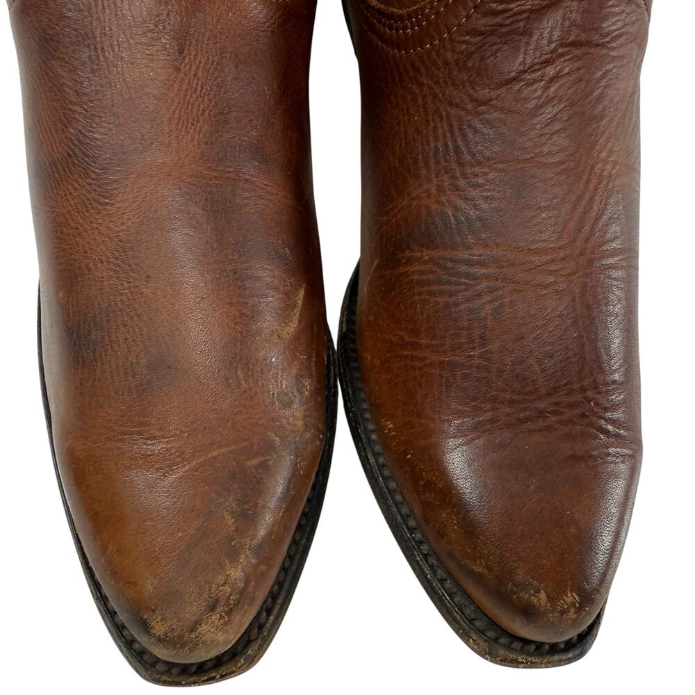 Western Cowboy Boots‎ Women Size 6M Brown Leather USA Mid Calf Pointed Toe - Picture 3 of 10